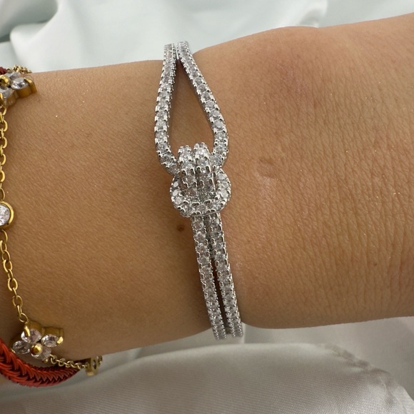 Anthropologie Jewelry - Classic Wedding Silver Crystal Bracelet